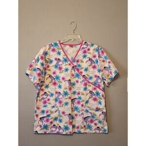 Eeyore Disney L Scrub Top To Know Me to Love Me Winnie Pooh Nurse Veterinarian